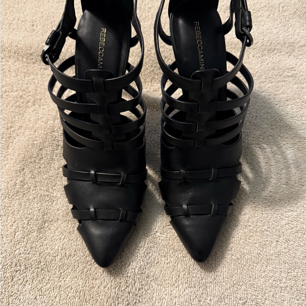 Rebecca Minkoff Black Leather Strappy Heels - Size 10M - Like New